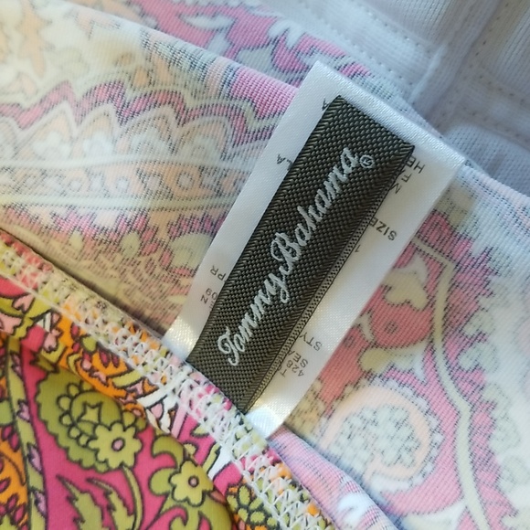 Tommy Bahama Womens One Piece Swimsuit Colorful Pin Orange Green Print Size 16 - Picture 10 of 12